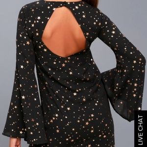 Extra Celestial Black Star Print Shift Dress